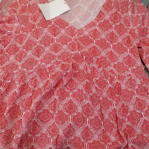 Ellos Red Floral Lightweight Dress 10 or 12 NWT - Picture 6 of 10